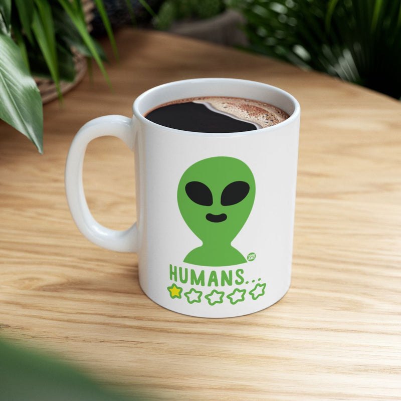 Load image into Gallery viewer, Alien Green Face Design Humans Rating Mug
