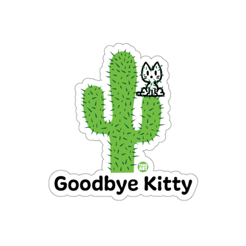 Load image into Gallery viewer, Goodbye Kitty Cactus Sticker with Adorable Cat
