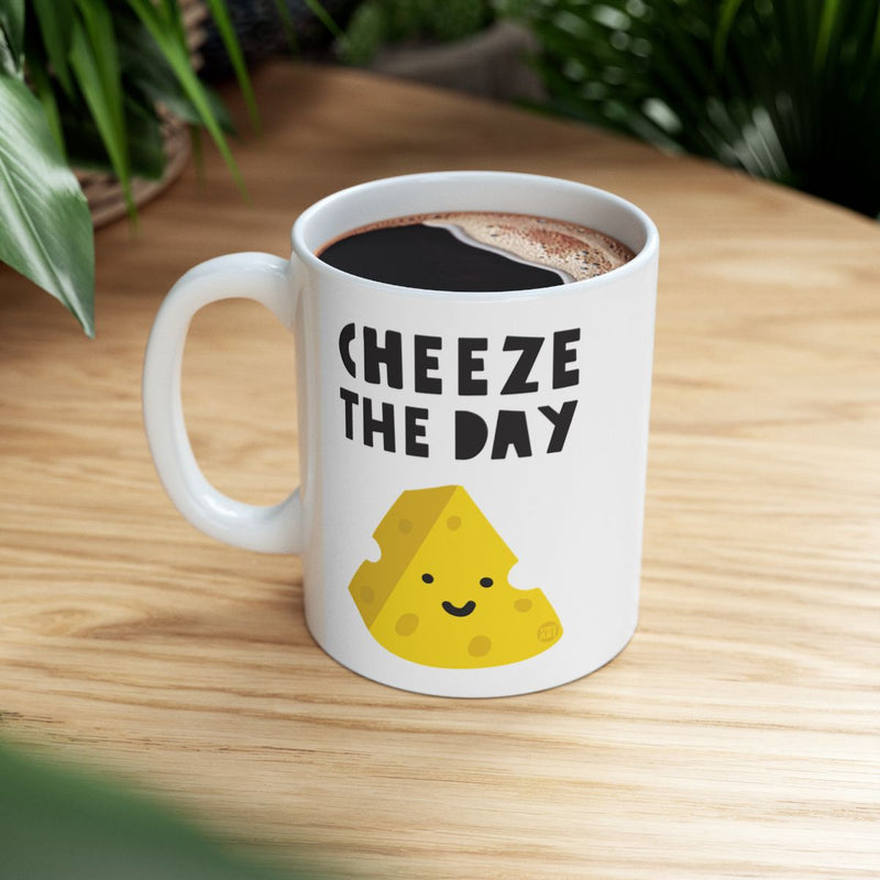 Load image into Gallery viewer, Cheeze The Day Cute Smiling Cheese Mug for Coffee Lovers
