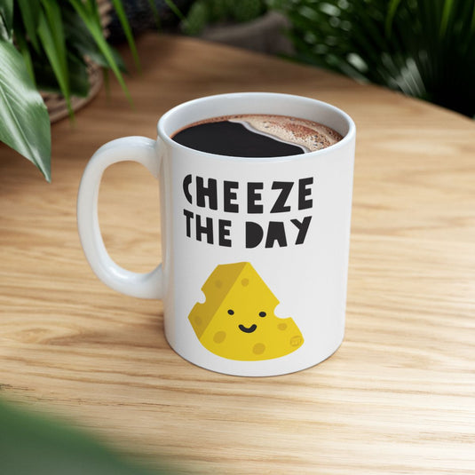 Cheeze The Day Cute Smiling Cheese Mug for Coffee Lovers