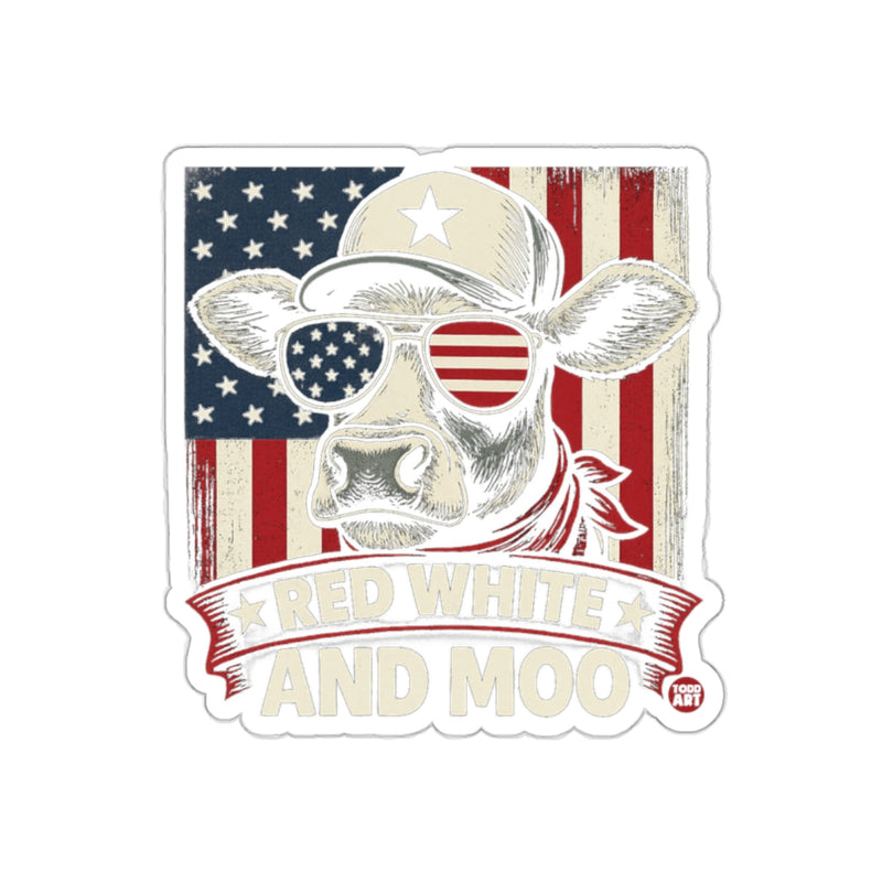 Load image into Gallery viewer, Red White and Moo Patriotic Cow Sticker

