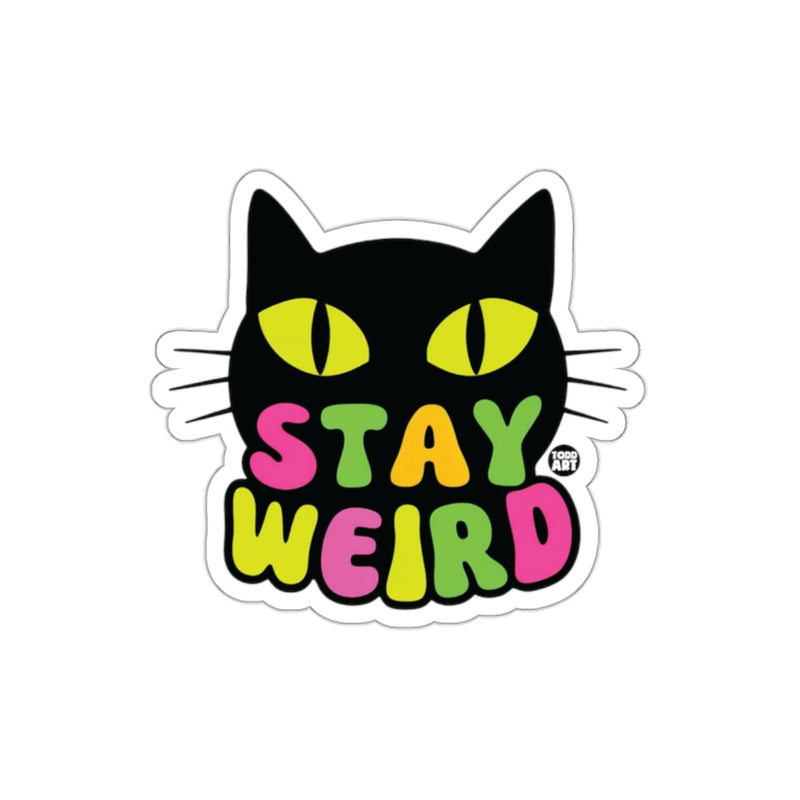 Load image into Gallery viewer, Stay Weird Cat Eyes Colorful Typography Sticker
