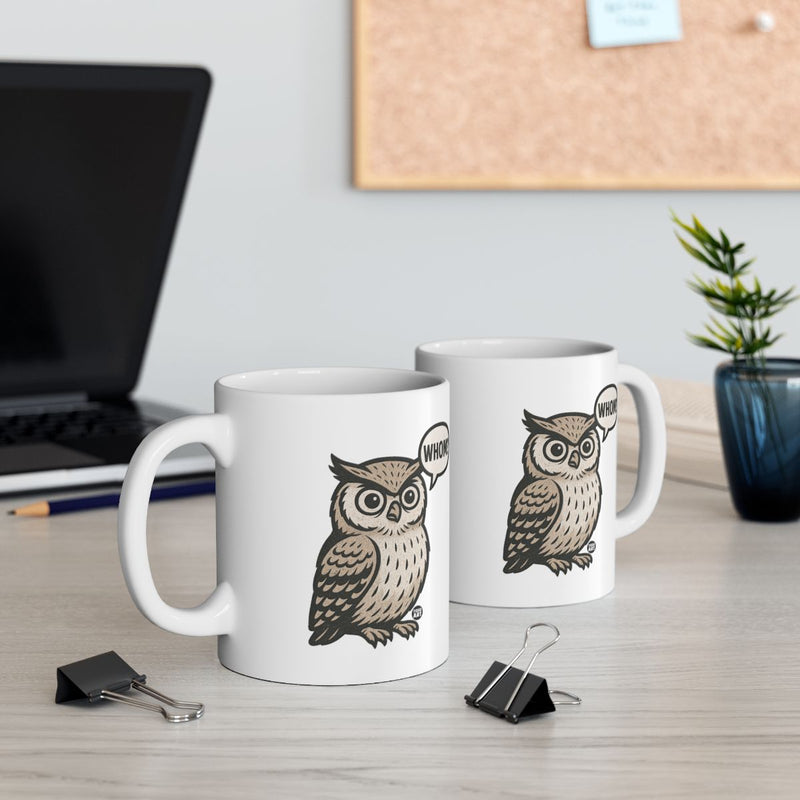 Load image into Gallery viewer, Whimsical Owl Design on White Mug for Hot Beverages
