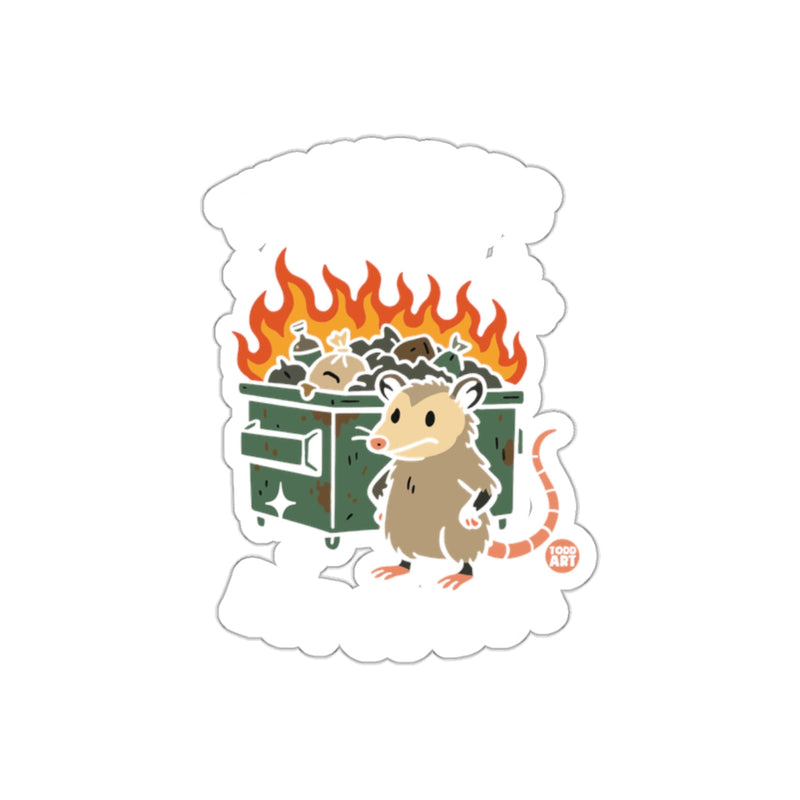 Load image into Gallery viewer, Burning Dumpster Opossum Cartoon Illustration sticker
