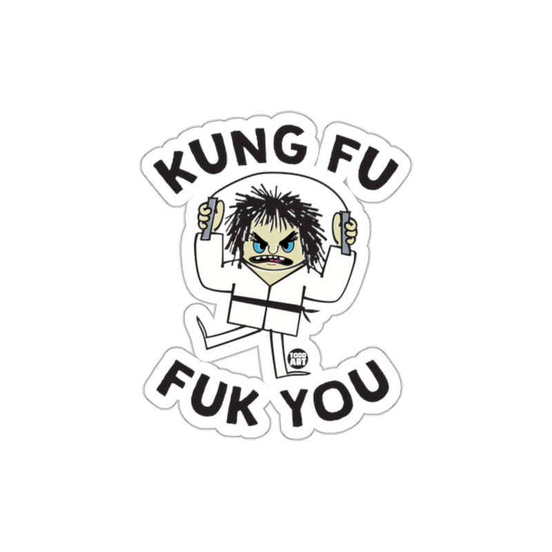 Load image into Gallery viewer, Kung Fu Fuk You decal with a martial artist design
