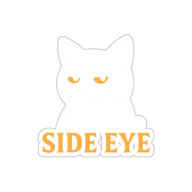 Load image into Gallery viewer, Side Eye Cat Sticker with Yellow Eyes Emoji Design

