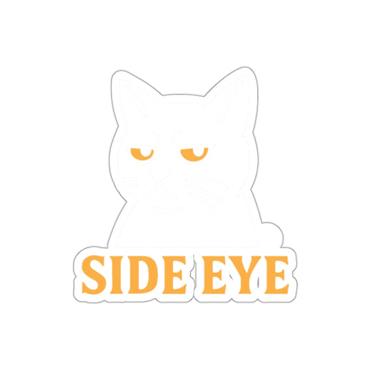Side Eye Cat Sticker with Yellow Eyes Emoji Design