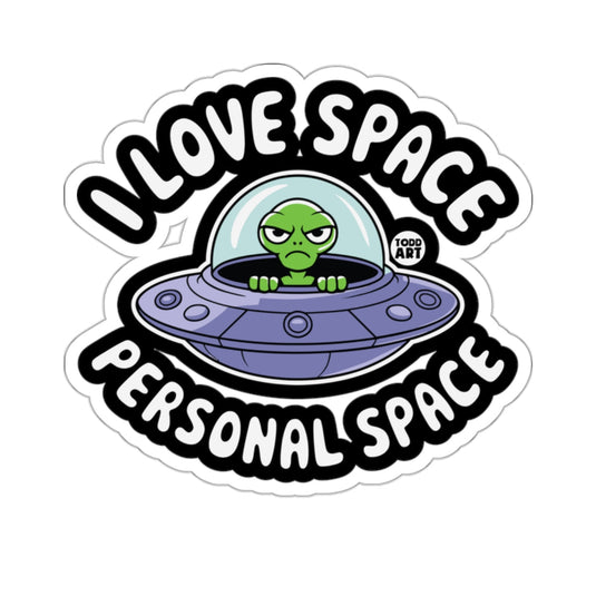 I Love Space Personal Space Alien Sticker Decal