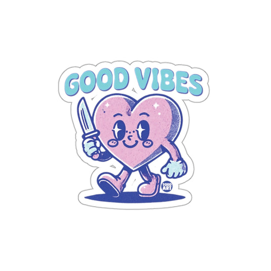 Good Vibes Cute Heart with Knife Sticker Decal