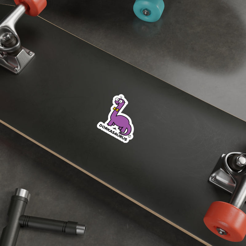 Load image into Gallery viewer, Dorkasaurus Purple Dinosaur With Glasses And Bowtie sticker
