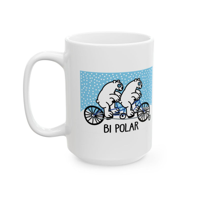 Load image into Gallery viewer, Humorous Polar Bears on Bicycle Mug Product
