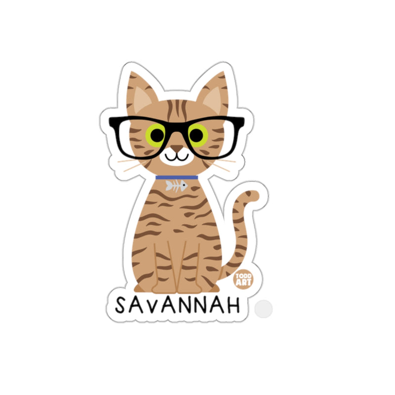 Load image into Gallery viewer, Savannah Cat with Glasses Illustration Sticker
