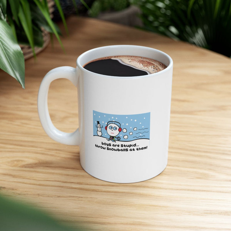 Load image into Gallery viewer, Boys Are Stupid Throw Snowballs Coffee Mug
