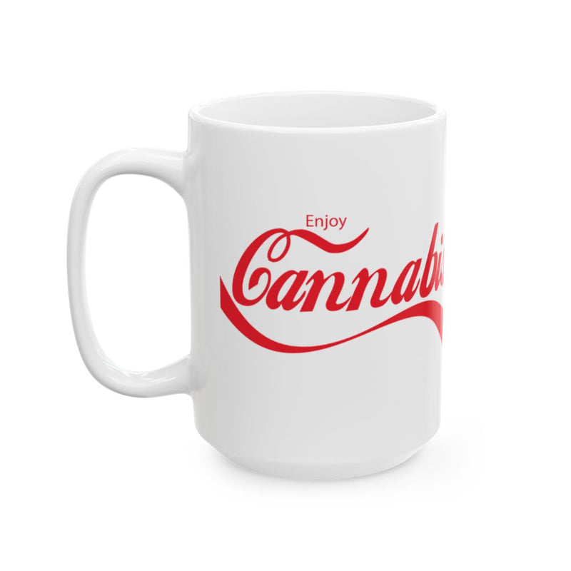 Load image into Gallery viewer, Enjoy Cannabis Red Graphic Design Coffee Mug
