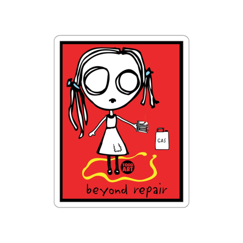 Load image into Gallery viewer, Beyond Repair Girl with Gasoline Can Art Sticker
