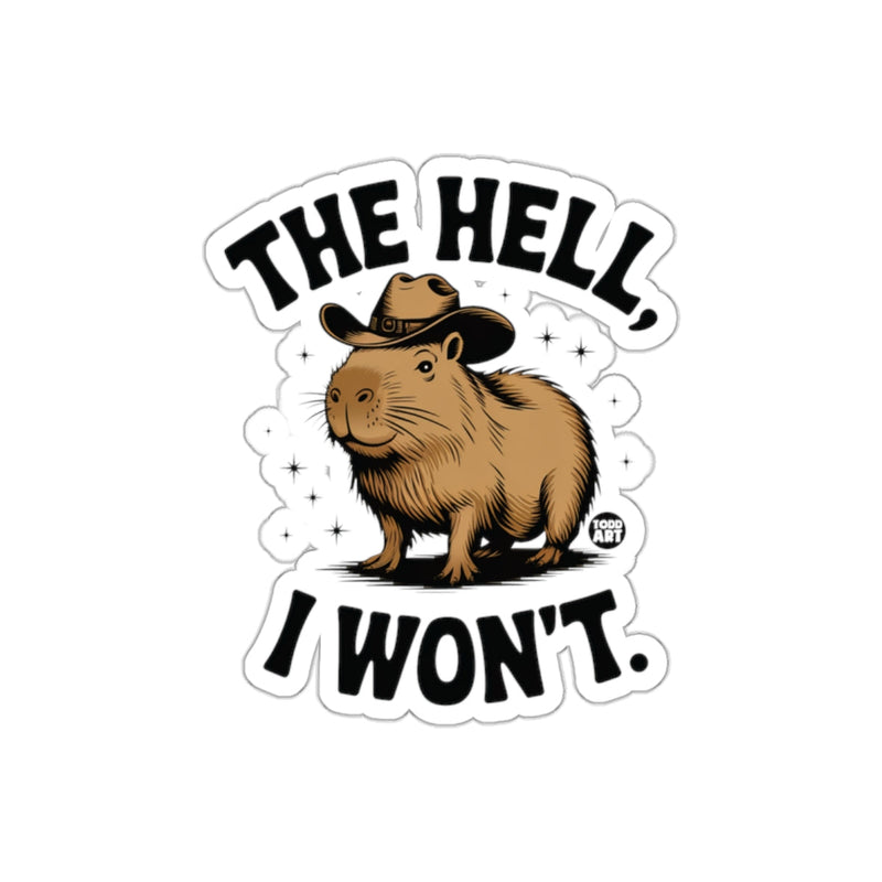 Load image into Gallery viewer, The Hell I Won't Capybara Cowboy Sticker product
