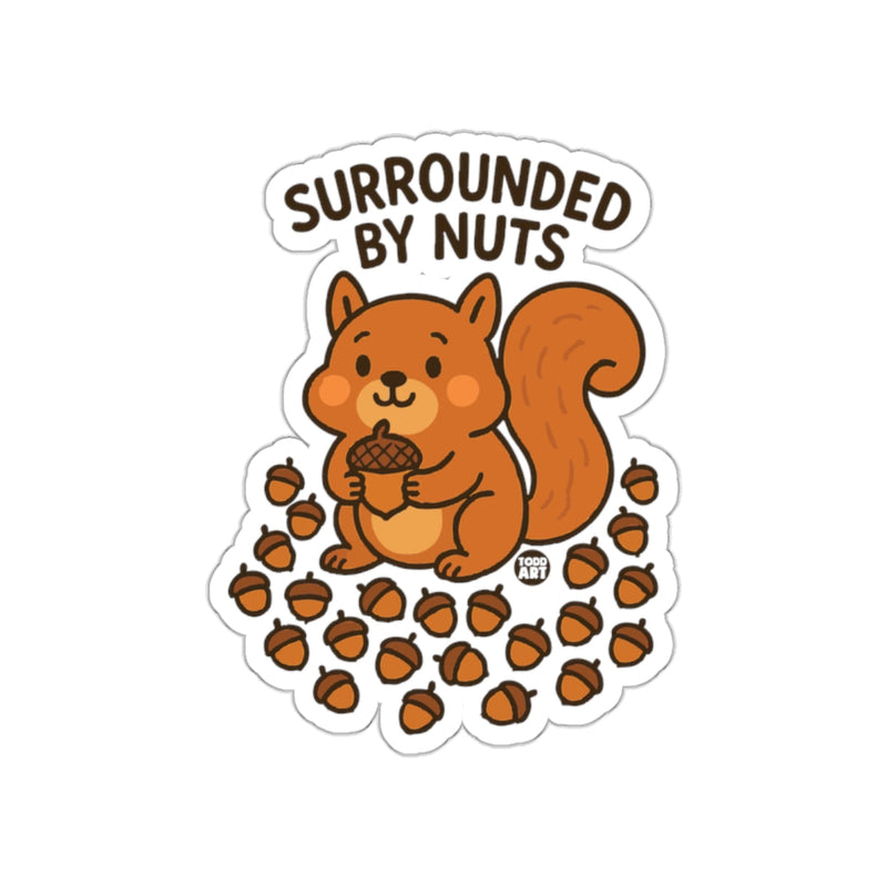 Load image into Gallery viewer, Surrounded By Nuts Funny Squirrel Artwork Design sticker
