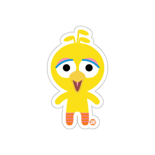 Cute Yellow Cartoon Bird with Blue Eyebrows Sticker