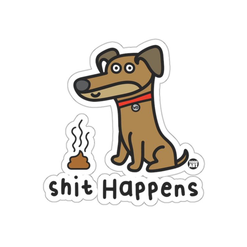 Load image into Gallery viewer, Funny Dog with Shit Happens Sticker for Laptops
