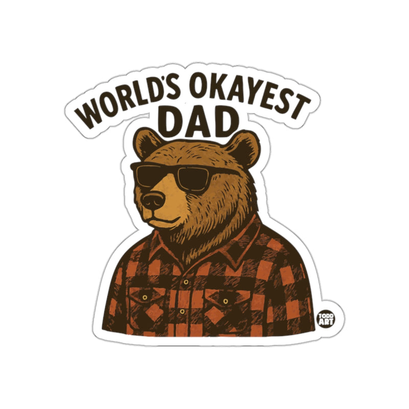 Load image into Gallery viewer, World's Okayest Dad Bear with Sunglasses Sticker
