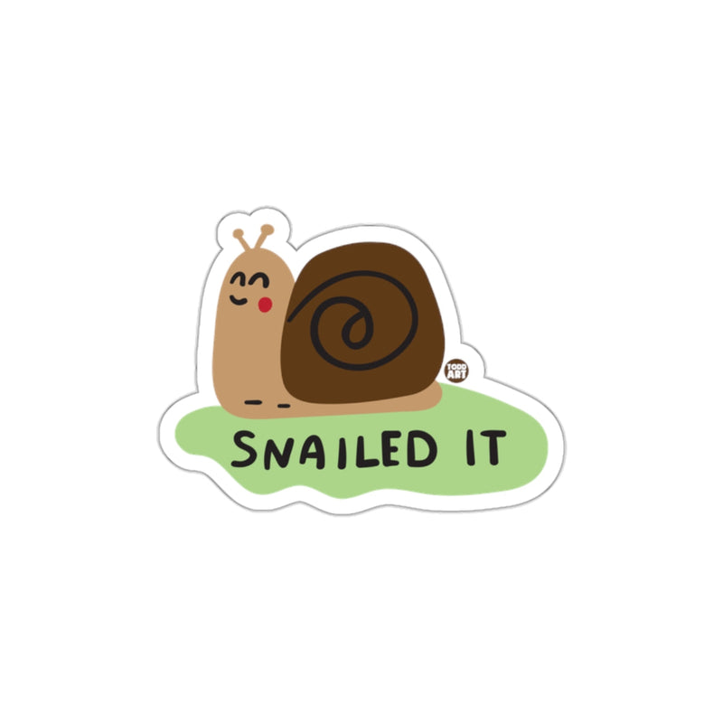 Load image into Gallery viewer, Snailed It Cute Snail with Fun Slogan Sticker
