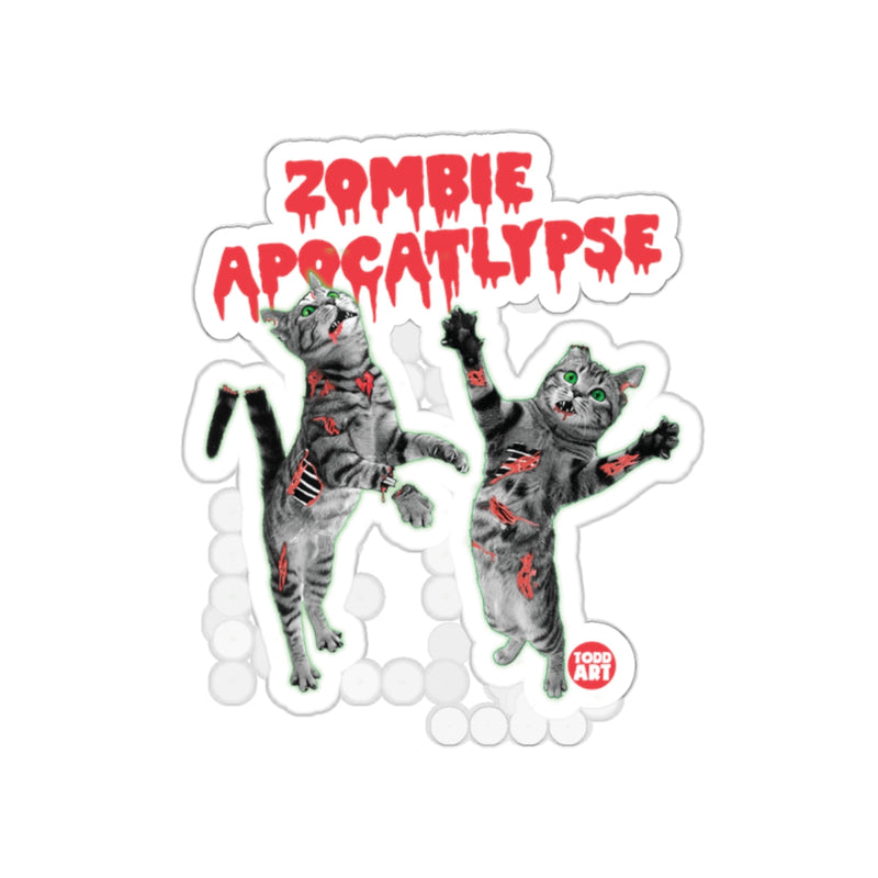 Load image into Gallery viewer, Zombie Apocalypse Cat Art Sticker for Halloween Enthusiasts

