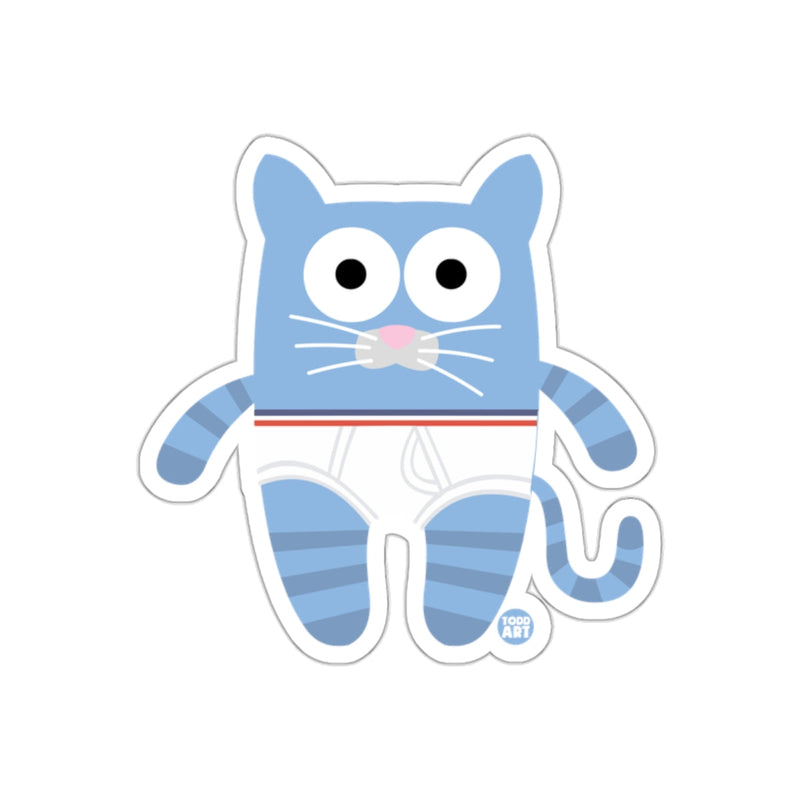 Load image into Gallery viewer, Cute Blue Striped Cartoon Cat in Underpants Sticker
