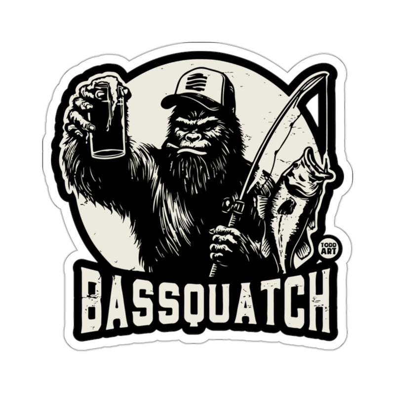 Load image into Gallery viewer, Bassquatch Fishing Bigfoot Funny Sticker Decal
