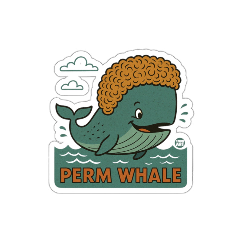 Load image into Gallery viewer, Cute Perm Whale Cartoon Sticker Illustration
