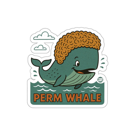 Cute Perm Whale Cartoon Sticker Illustration