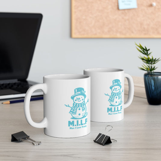 M I L F Man I Love Frosty Winter Snowman Mug