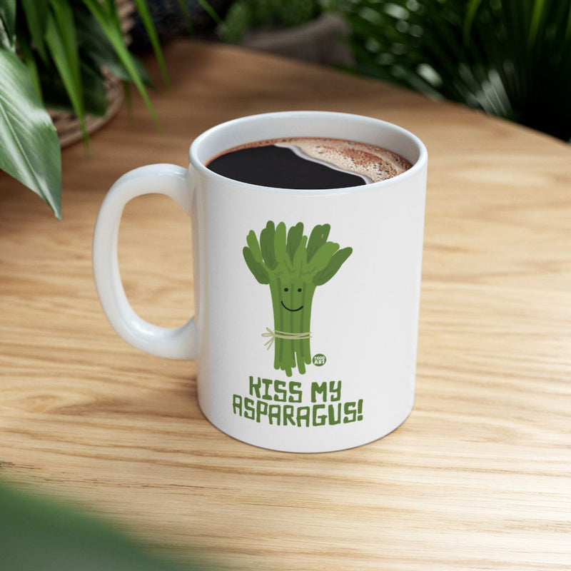 Load image into Gallery viewer, Kiss My Asparagus Mug with Cute Green Cartoon
