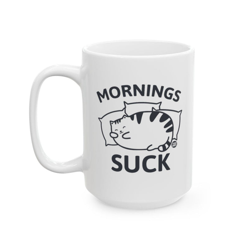 Load image into Gallery viewer, Mornings Suck Cat Design Coffee Mug
