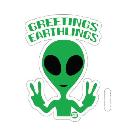 Greetings Earthlings Peace Sign Alien sticker