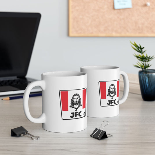 JFC Design Coffee Mug with Red and White Detailing