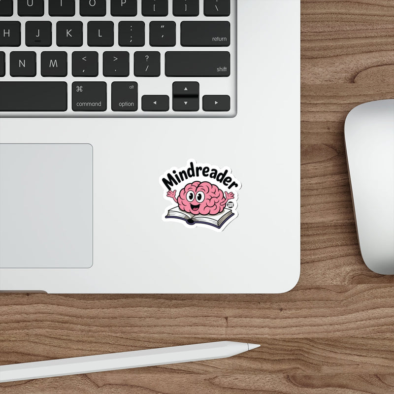 Load image into Gallery viewer, Mindreader cartoon brain book sticker 
