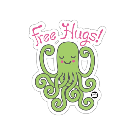 Free Hugs Adorable Octopus Sticker Illustration