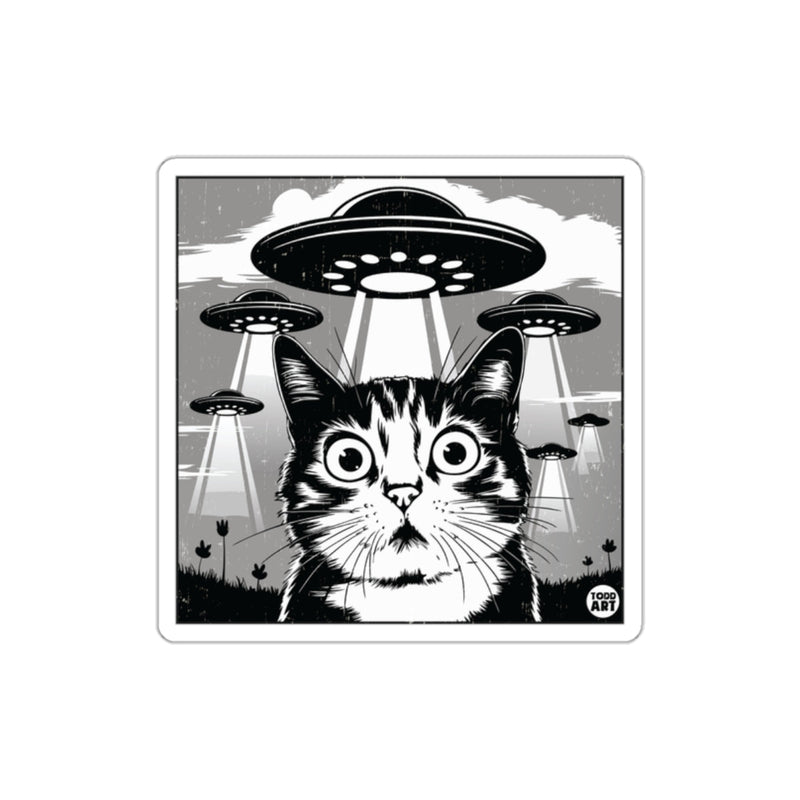 Load image into Gallery viewer, Cat UFO Encounter Illustration Sticker product
