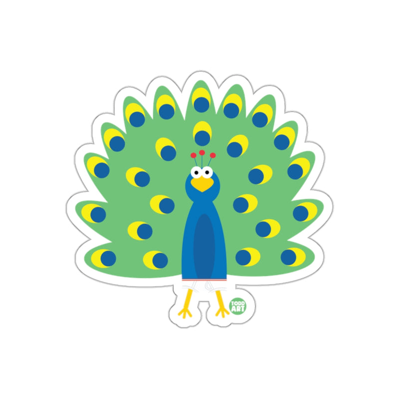 Load image into Gallery viewer, Colorful Peacock with Yellow and Blue Accents sticker
