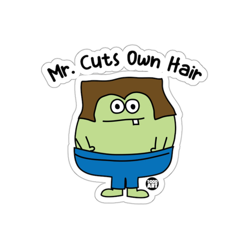 Load image into Gallery viewer, Mr. Cuts Own Hair Funny Character Sticker
