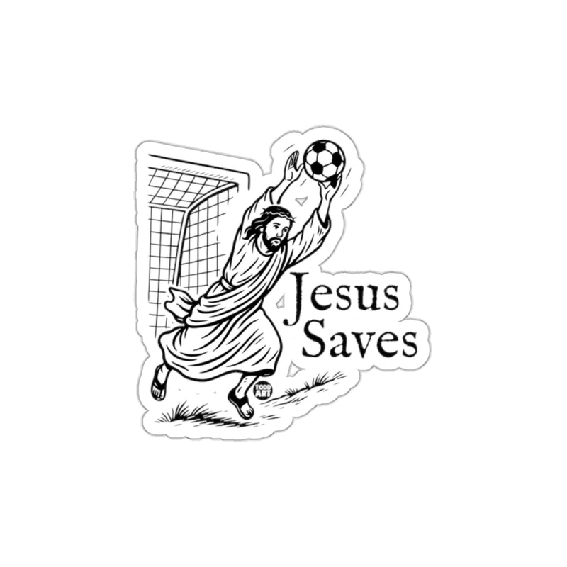 Load image into Gallery viewer, Jesus Saves Catching Soccer Ball Sticker Product
