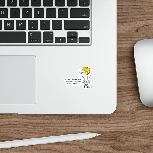 Funny Nerd Smoking Joke on Laptop Sticker decal