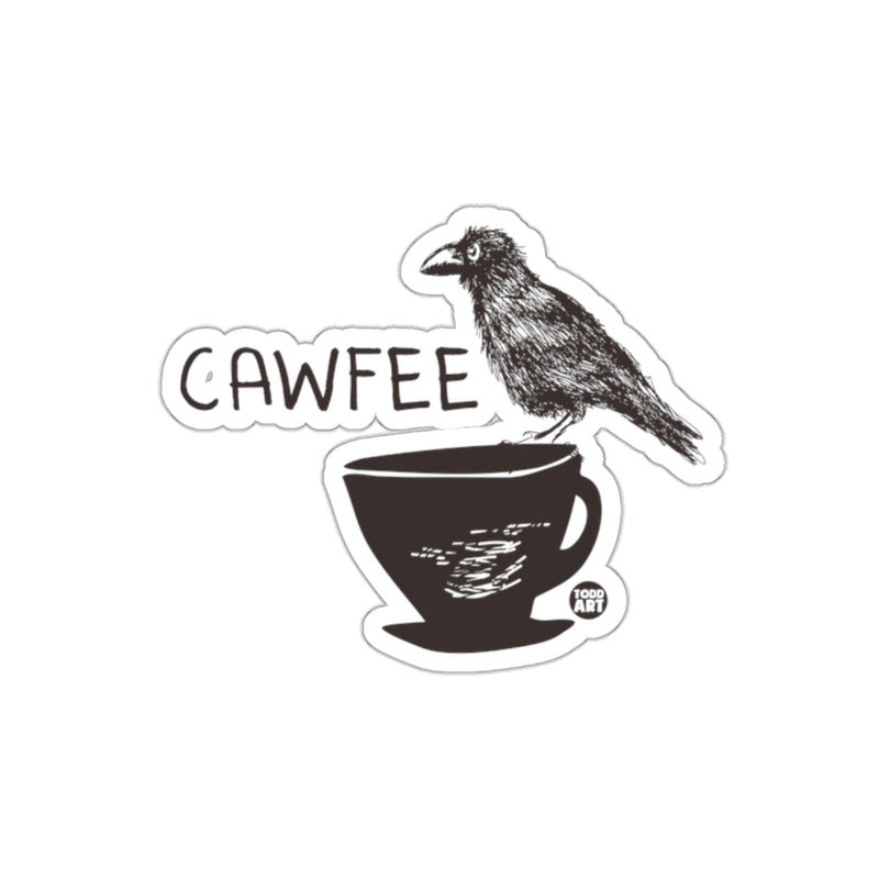 Load image into Gallery viewer, Funny Cawfee Crow with Coffee Cup Art Print Sticker
