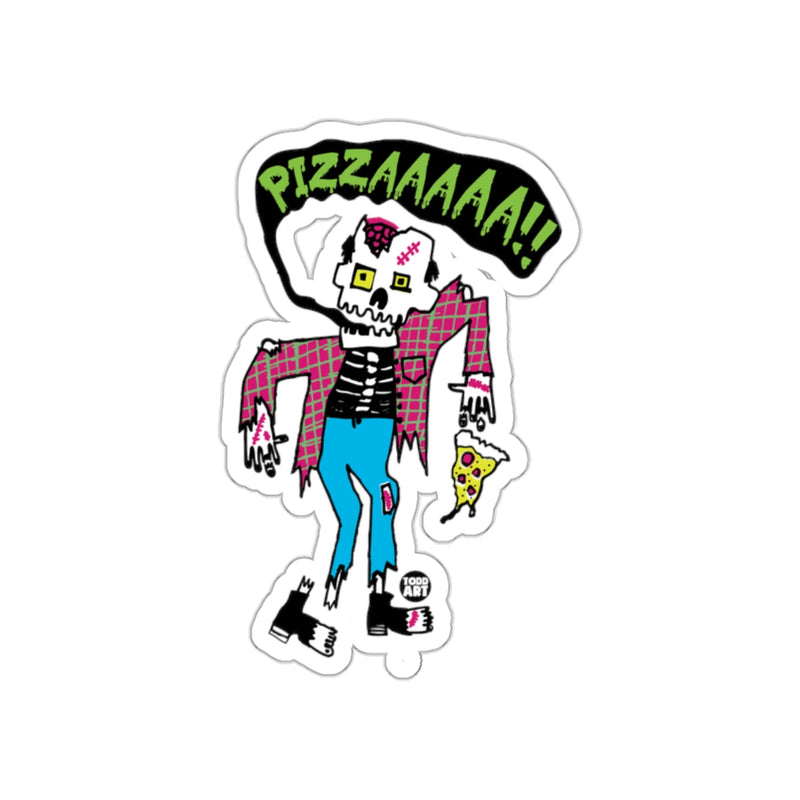 Load image into Gallery viewer, PIZZZAAAAA!! Quirky Skeleton Holding Pizza Design Sticker
