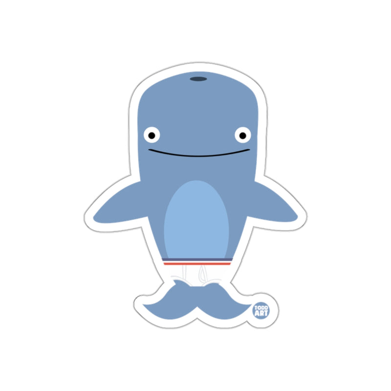 Load image into Gallery viewer, Cute Blue Shark Cartoon with Moustache Sticker
