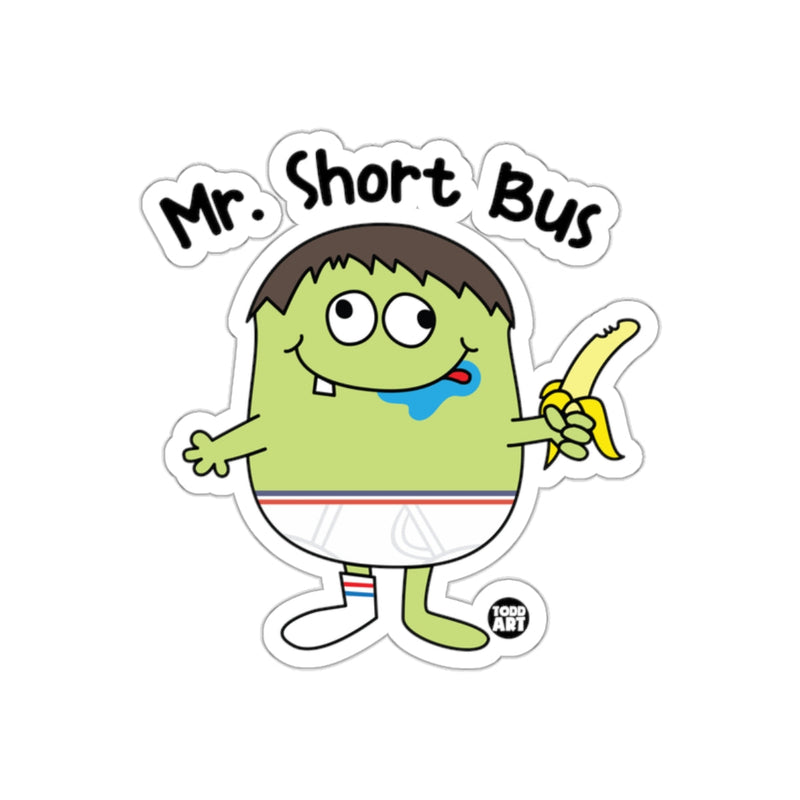 Load image into Gallery viewer, Mr. Short Bus Funny Monster Holding Banana sticker
