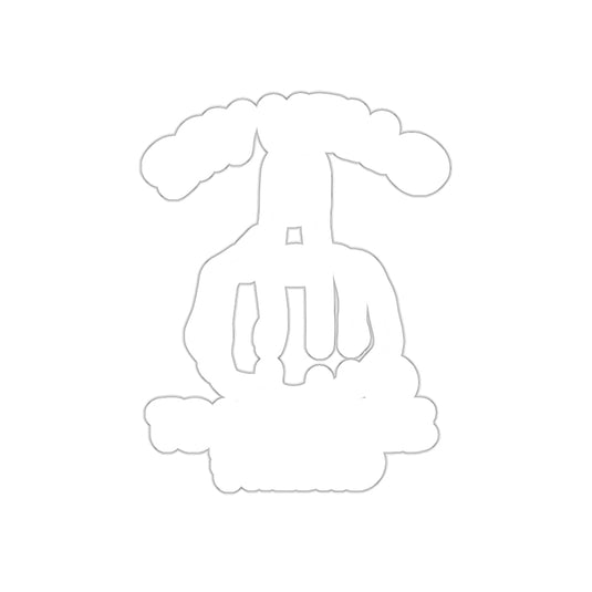 White Monkey Skull and Cloud Outline Design Sticker