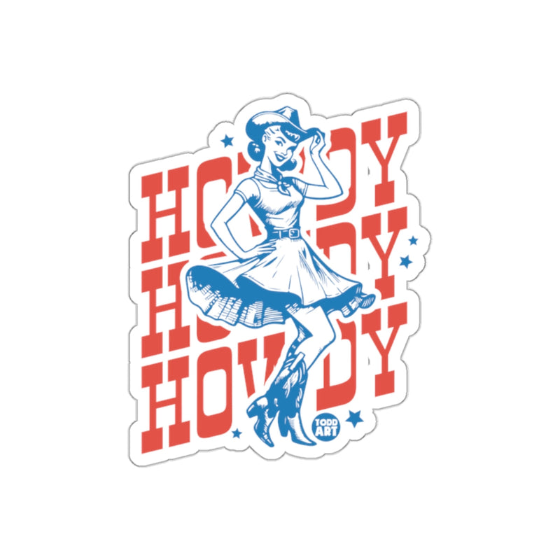 Load image into Gallery viewer, Howdy Cowgirl Sticker Western Retro Art Todd Design
