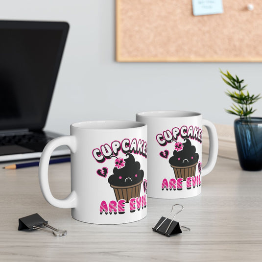 Cupcakes Are Evil Funny Coffee Mug Office Humor Gift