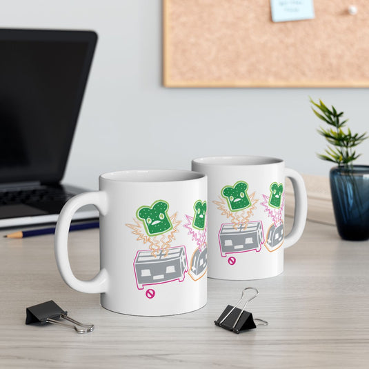 Funny Green Toast Popping Out of Toaster Coffee Mug